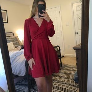 NEW Express Long Sleeve Red Dress
